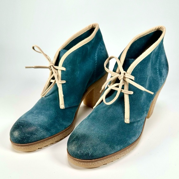 Anthropologie Jasper & Jeera Blue Suede Yuma Booties - Picture 2 of 12